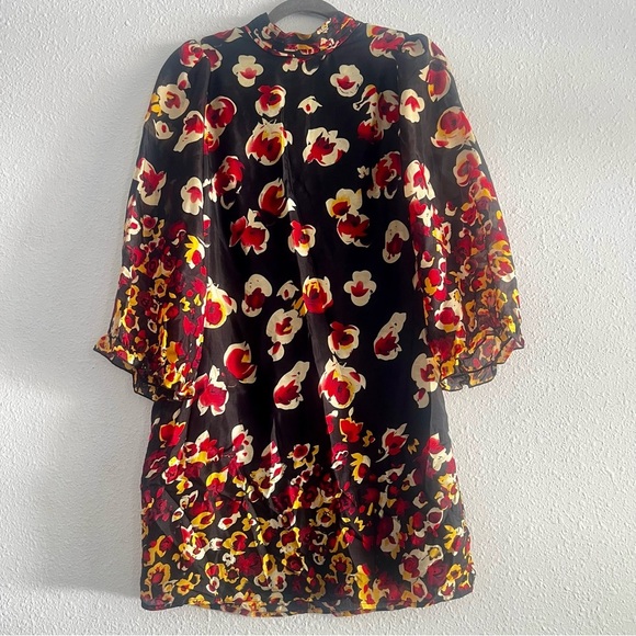 Aryn K. 100% Silk Floral Mini Dress Size M - Picture 2 of 11